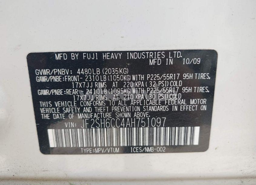 Photo 9 of 2010 Subaru Forester 2.5X PREMIUM (VIN JF2SH6CC4AH751097)