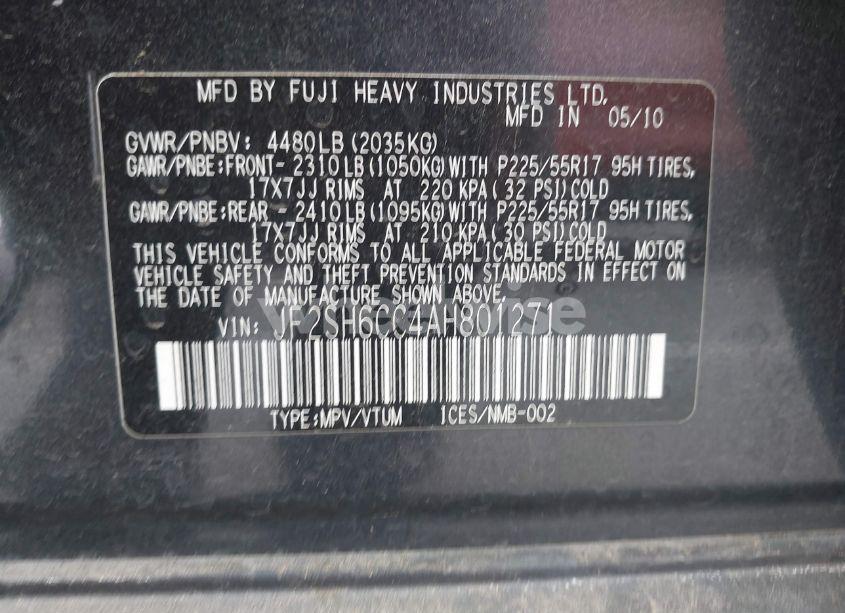 Photo 9 of 2010 Subaru Forester 2.5X PREMIUM (VIN JF2SH6CC4AH801271)