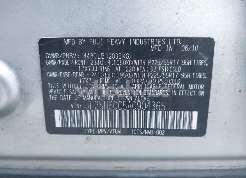 Photo 9 of 2010 Subaru Forester 2.5X PREMIUM (VIN JF2SH6CC5AG904365)