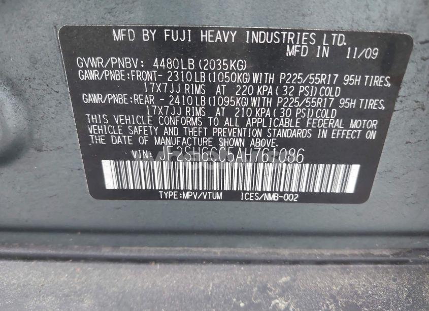 Photo 9 of 2010 Subaru Forester 2.5X PREMIUM (VIN JF2SH6CC5AH761086)