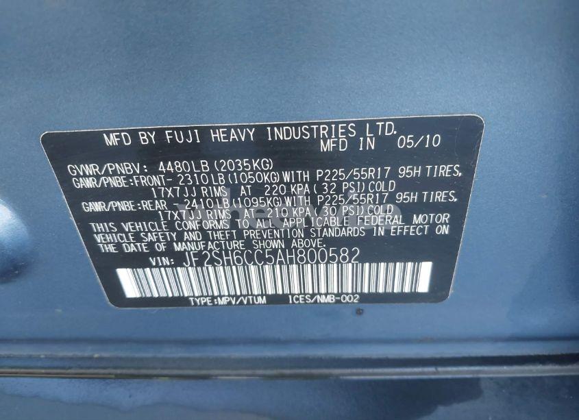 Photo 9 of 2010 Subaru Forester 2.5X PREMIUM (VIN JF2SH6CC5AH800582)