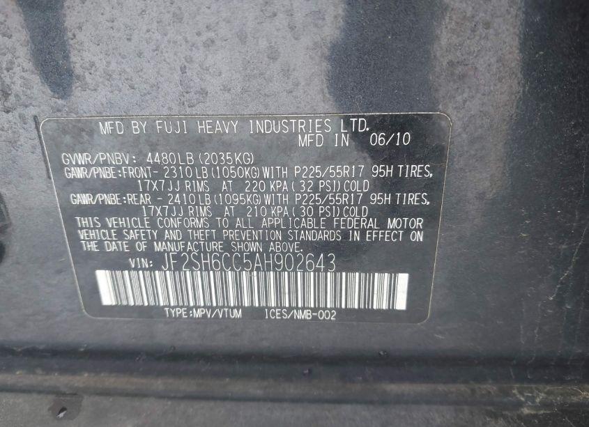 Photo 9 of 2010 Subaru Forester 2.5X PREMIUM (VIN JF2SH6CC5AH902643)