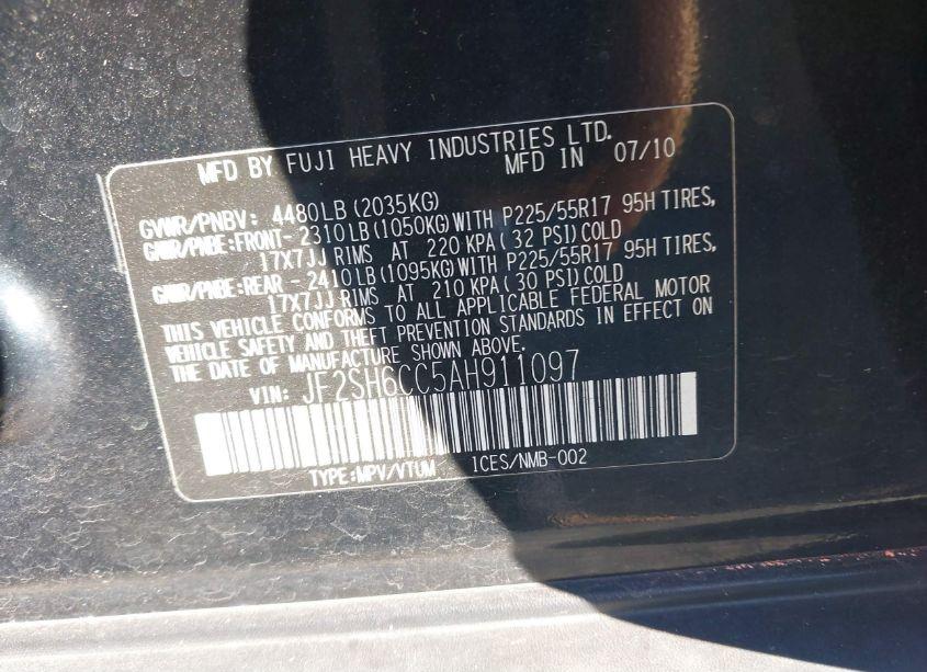 Photo 9 of 2010 Subaru Forester 2.5X PREMIUM (VIN JF2SH6CC5AH911097)