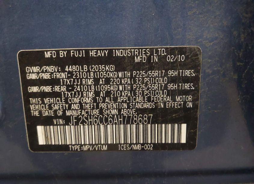 Photo 9 of 2010 Subaru Forester 2.5X PREMIUM (VIN JF2SH6CC6AH778687)