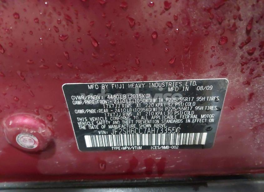 Photo 9 of 2010 Subaru Forester 2.5X PREMIUM (VIN JF2SH6CC7AH733550)