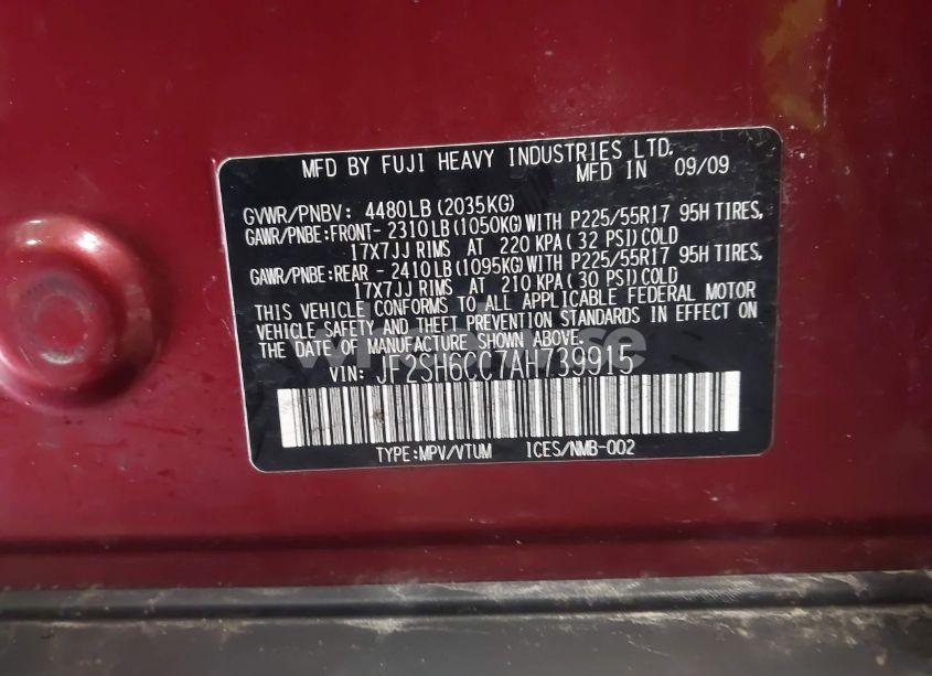 Photo 9 of 2010 Subaru Forester 2.5X PREMIUM (VIN JF2SH6CC7AH739915)