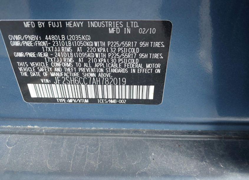 Photo 9 of 2010 Subaru Forester 2.5X PREMIUM (VIN JF2SH6CC7AH782019)