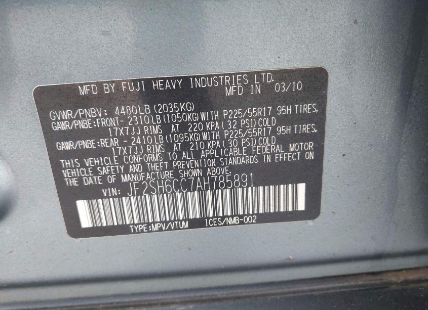 Photo 9 of 2010 Subaru Forester 2.5X PREMIUM (VIN JF2SH6CC7AH785891)