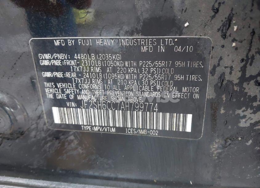 Photo 9 of 2010 Subaru Forester 2.5X PREMIUM (VIN JF2SH6CC7AH799774)