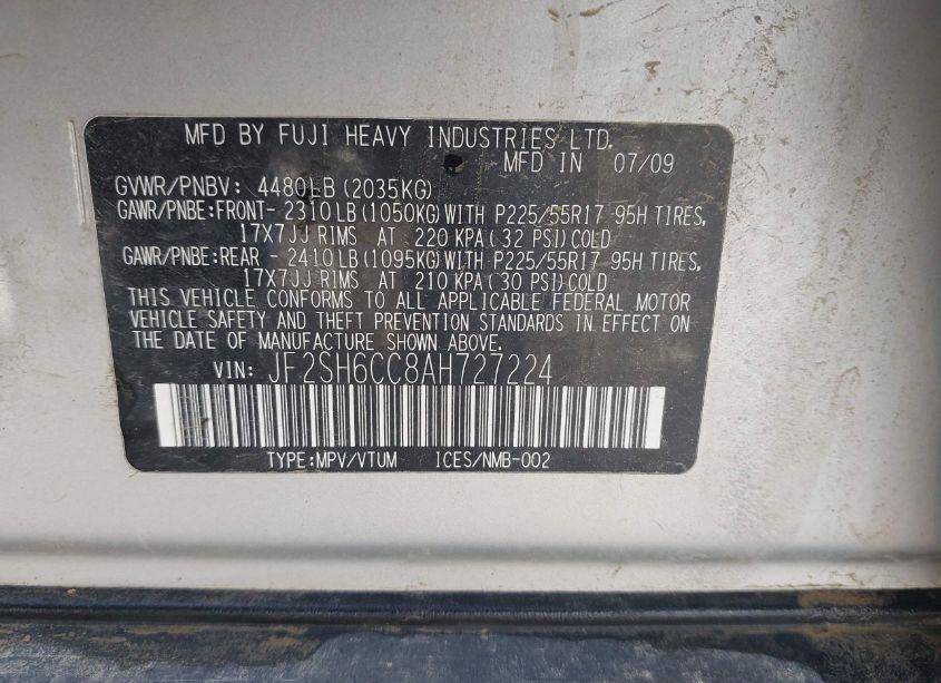 Photo 9 of 2010 Subaru Forester 2.5X PREMIUM (VIN JF2SH6CC8AH727224)