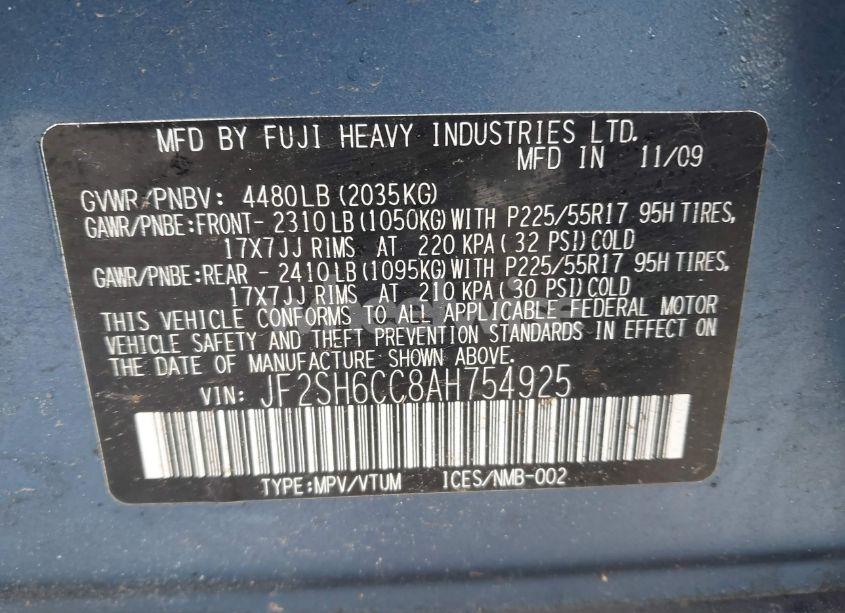 Photo 9 of 2010 Subaru Forester 2.5X PREMIUM (VIN JF2SH6CC8AH754925)