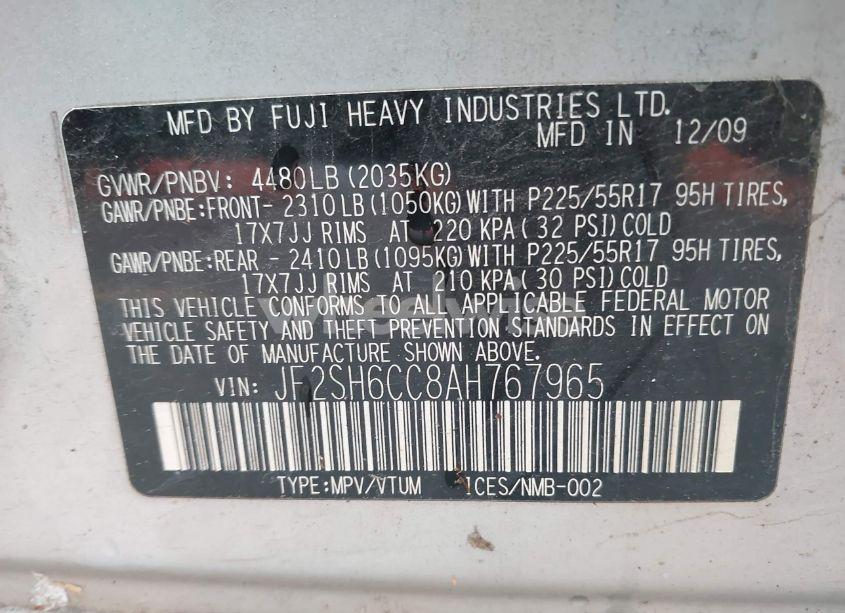 Photo 9 of 2010 Subaru Forester 2.5X PREMIUM (VIN JF2SH6CC8AH767965)