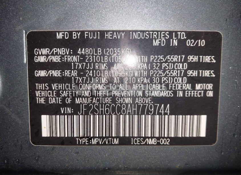 Photo 9 of 2010 Subaru Forester 2.5X PREMIUM (VIN JF2SH6CC8AH779744)