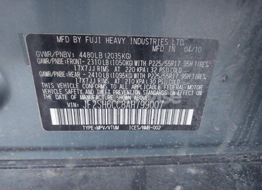 Photo 9 of 2010 Subaru Forester 2.5X PREMIUM (VIN JF2SH6CC8AH799007)