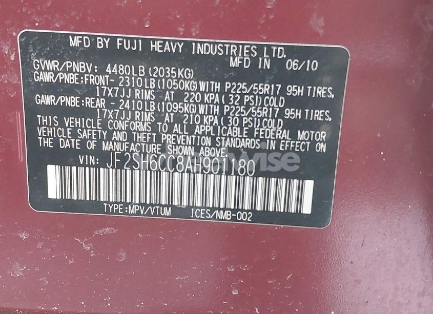 Photo 9 of 2010 Subaru Forester 2.5X PREMIUM (VIN JF2SH6CC8AH901180)