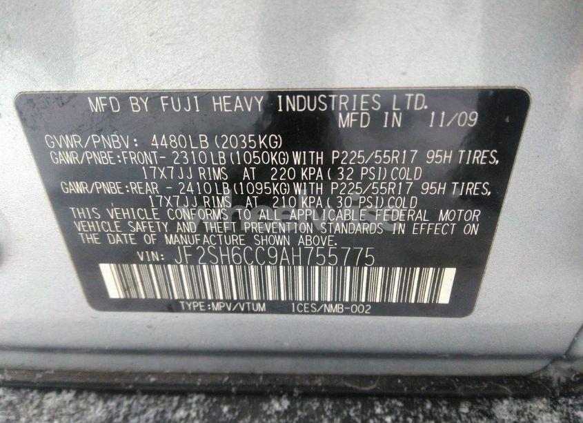 Photo 9 of 2010 Subaru Forester 2.5X PREMIUM (VIN JF2SH6CC9AH755775)