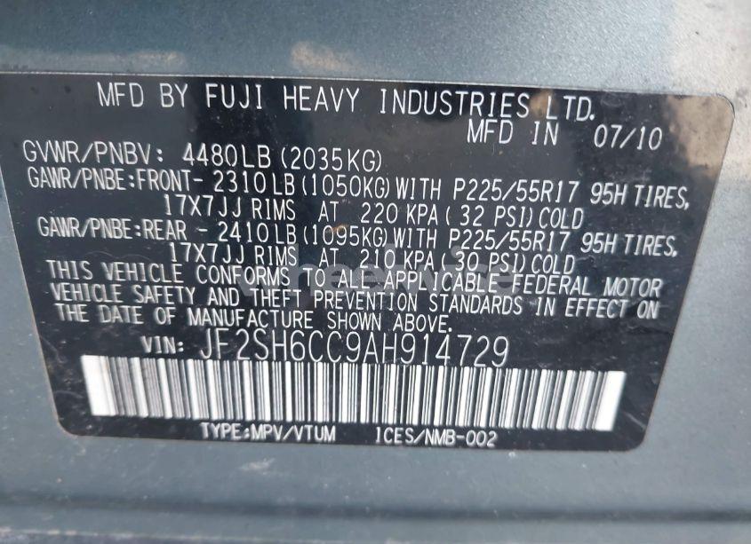 Photo 9 of 2010 Subaru Forester 2.5X PREMIUM (VIN JF2SH6CC9AH914729)