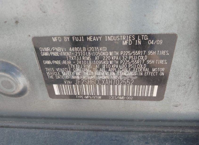 Photo 9 of 2010 Subaru Forester 2.5X PREMIUM (VIN JF2SH6CCXAH702552)