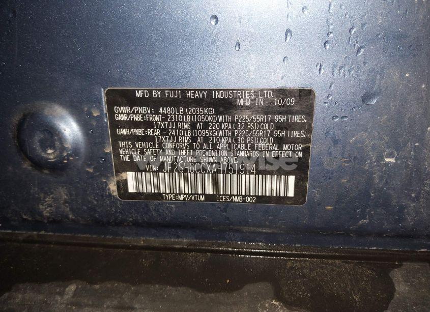 Photo 9 of 2010 Subaru Forester 2.5X PREMIUM (VIN JF2SH6CCXAH751914)