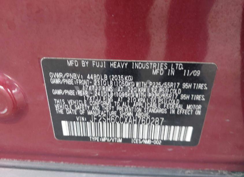 Photo 9 of 2010 Subaru Forester 2.5X PREMIUM (VIN JF2SH6CCXAH760287)