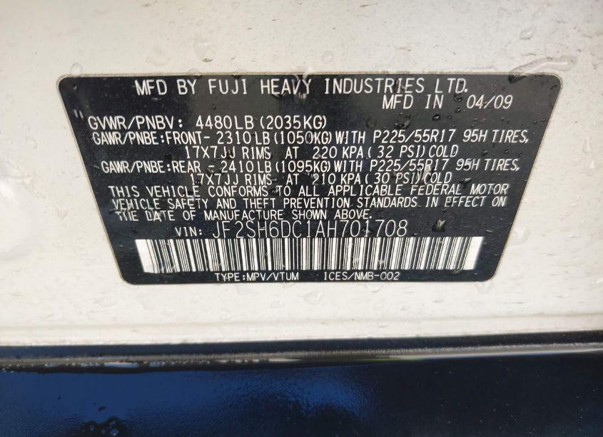 Photo 9 of 2010 Subaru Forester 2.5X LIMITED (VIN JF2SH6DC1AH701708)