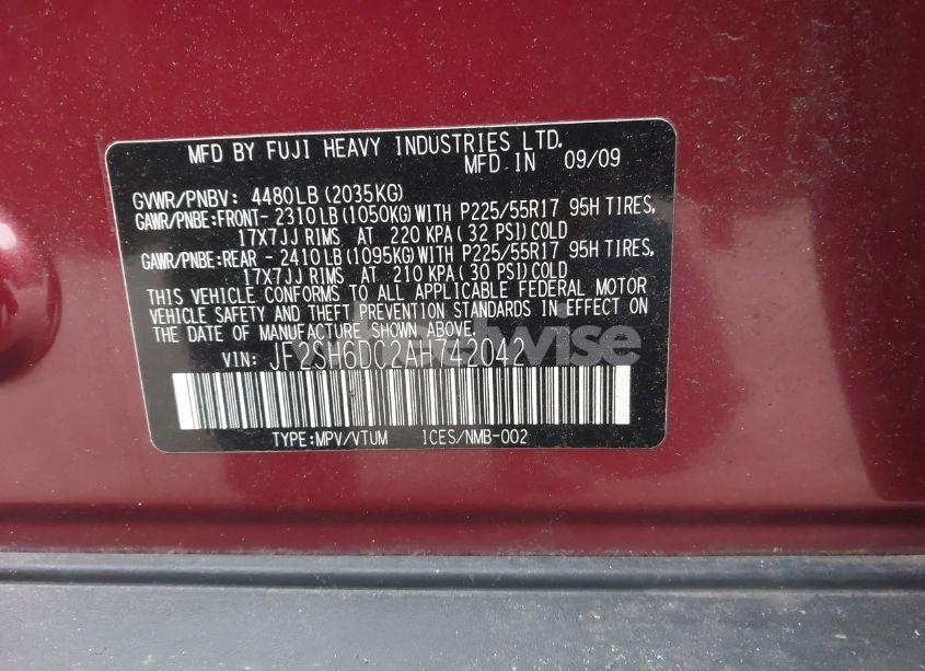 Photo 9 of 2010 Subaru Forester 2.5X LIMITED (VIN JF2SH6DC2AH742042)