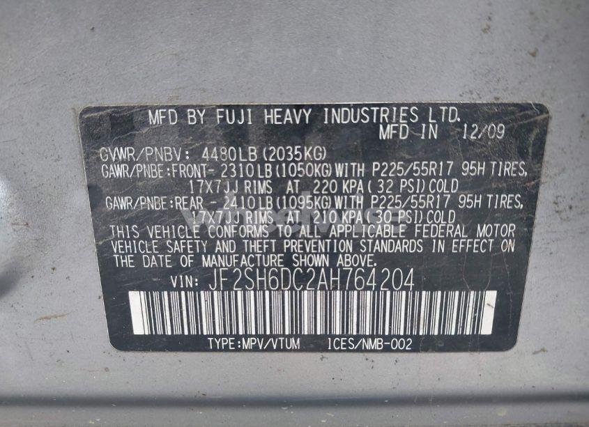 Photo 9 of 2010 Subaru Forester 2.5X LIMITED (VIN JF2SH6DC2AH764204)