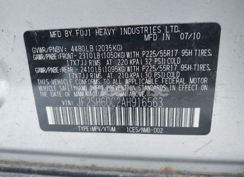 Photo 9 of 2010 Subaru Forester 2.5X LIMITED (VIN JF2SH6DC2AH916563)