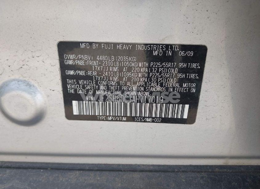 Photo 9 of 2010 Subaru Forester 2.5X LIMITED (VIN JF2SH6DC3AH717019)