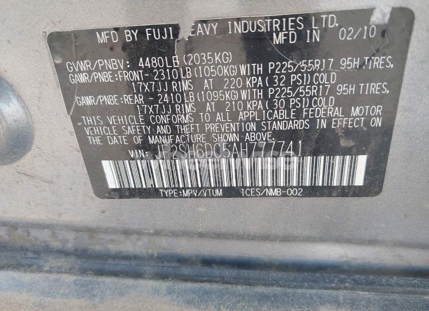 Photo 9 of 2010 Subaru Forester 2.5X LIMITED (VIN JF2SH6DC5AH777741)