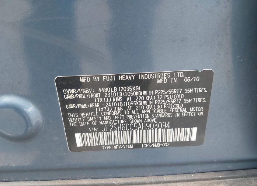 Photo 9 of 2010 Subaru Forester 2.5X LIMITED (VIN JF2SH6DC5AH903094)