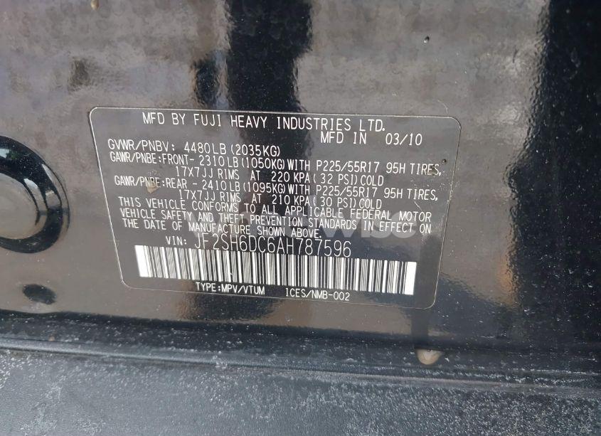 Photo 9 of 2010 Subaru Forester 2.5X LIMITED (VIN JF2SH6DC6AH787596)