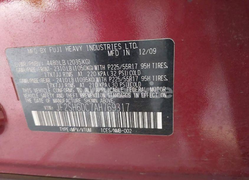 Photo 9 of 2010 Subaru Forester 2.5X LIMITED (VIN JF2SH6DC7AH769317)