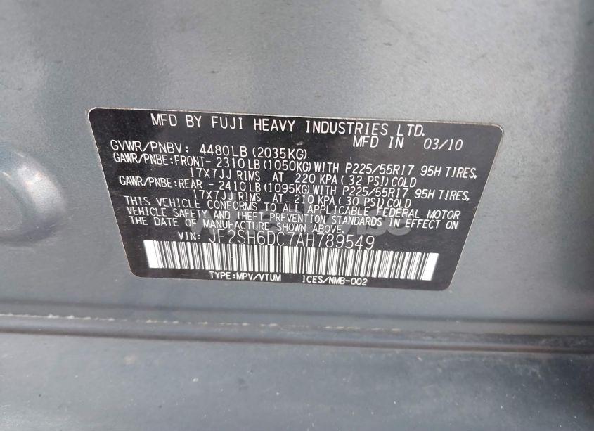 Photo 9 of 2010 Subaru Forester 2.5X LIMITED (VIN JF2SH6DC7AH789549)