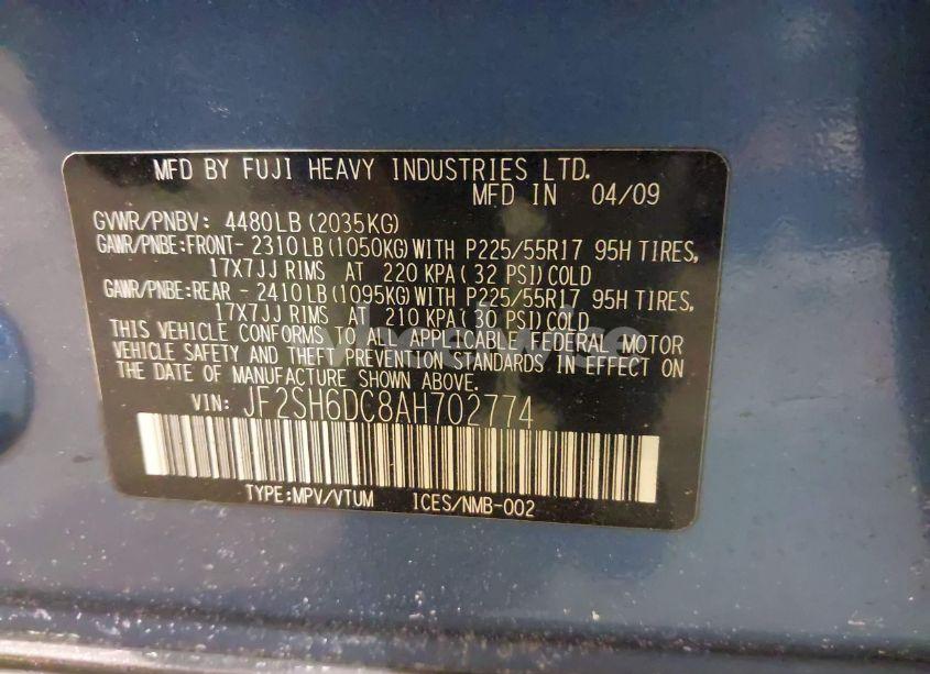 Photo 9 of 2010 Subaru Forester 2.5X LIMITED (VIN JF2SH6DC8AH702774)