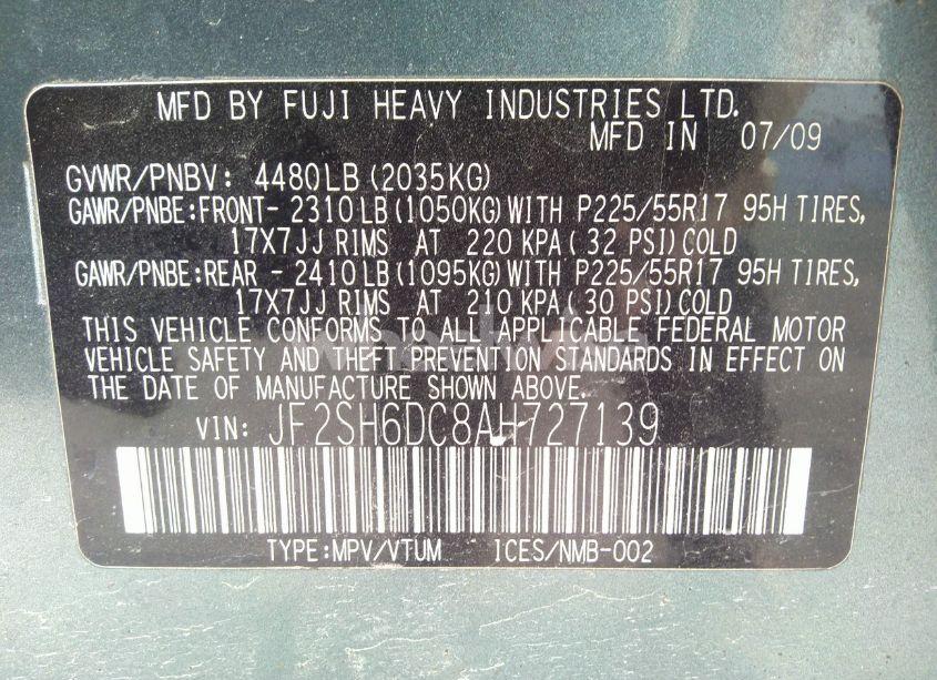 Photo 9 of 2010 Subaru Forester 2.5X LIMITED (VIN JF2SH6DC8AH727139)