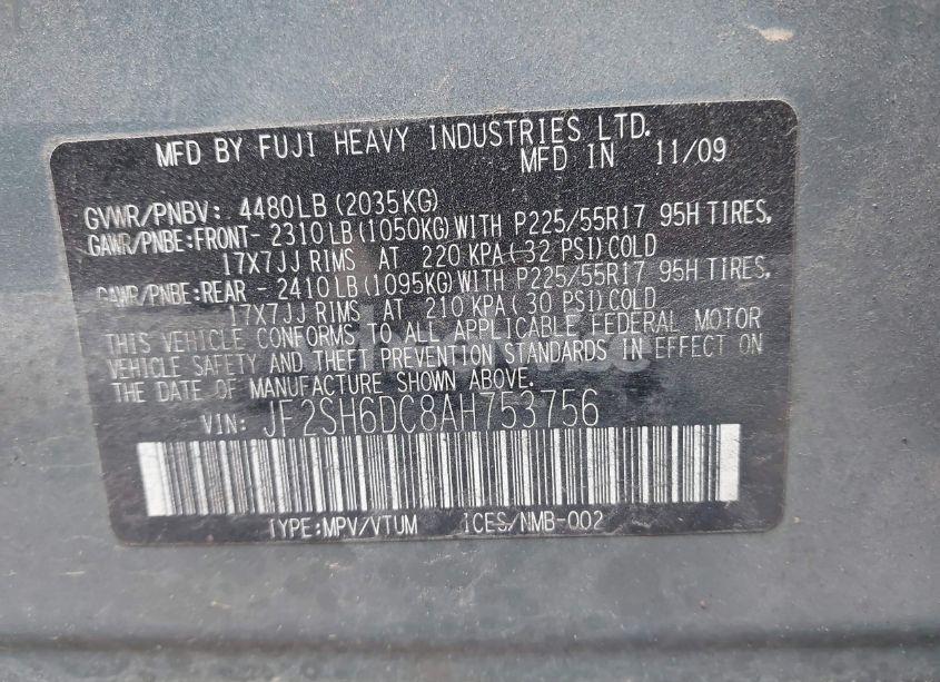 Photo 9 of 2010 Subaru Forester 2.5X LIMITED (VIN JF2SH6DC8AH753756)