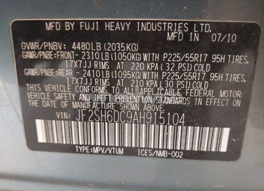 Photo 9 of 2010 Subaru Forester 2.5X LIMITED (VIN JF2SH6DC9AH915104)