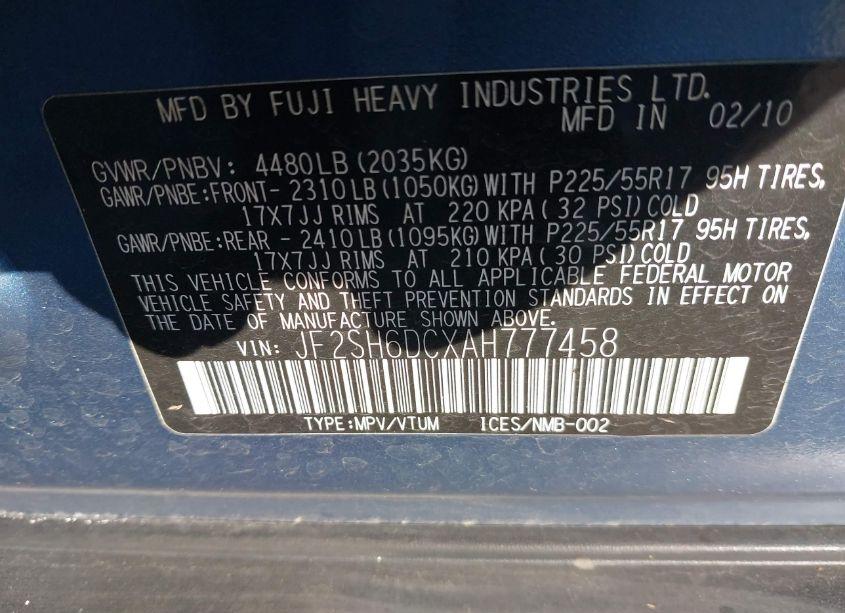 Photo 9 of 2010 Subaru Forester 2.5X LIMITED (VIN JF2SH6DCXAH777458)