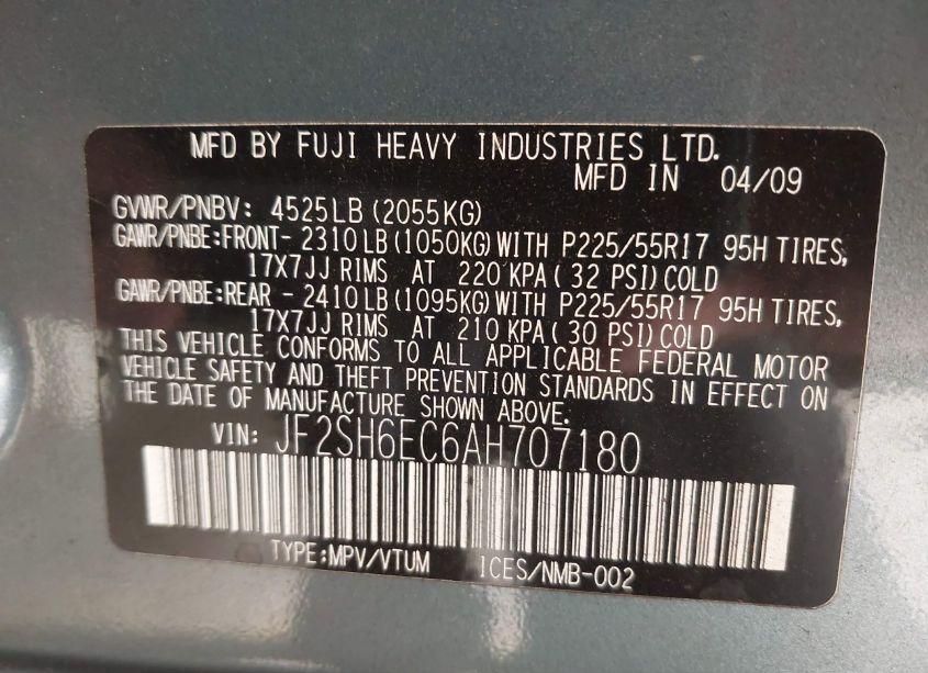 Photo 9 of 2010 Subaru Forester 2.5XT PREMIUM (VIN JF2SH6EC6AH707180)