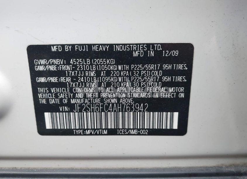 Photo 9 of 2010 Subaru Forester 2.5XT LIMITED (VIN JF2SH6FC4AH763942)