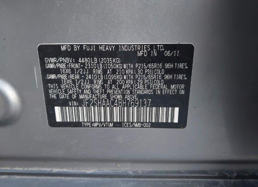 Photo 9 of 2011 Subaru Forester 2.5X (VIN JF2SHAAC4BH769137)