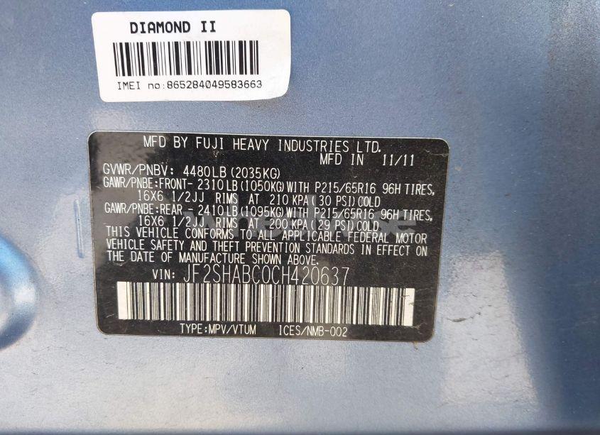 Photo 9 of 2012 Subaru Forester 2.5X (VIN JF2SHABC0CH420637)