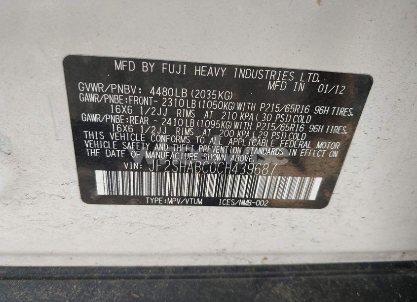 Photo 9 of 2012 Subaru Forester 2.5X (VIN JF2SHABC0CH439687)