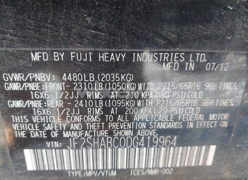 Photo 9 of 2013 Subaru Forester 2.5X (VIN JF2SHABC0DG419964)