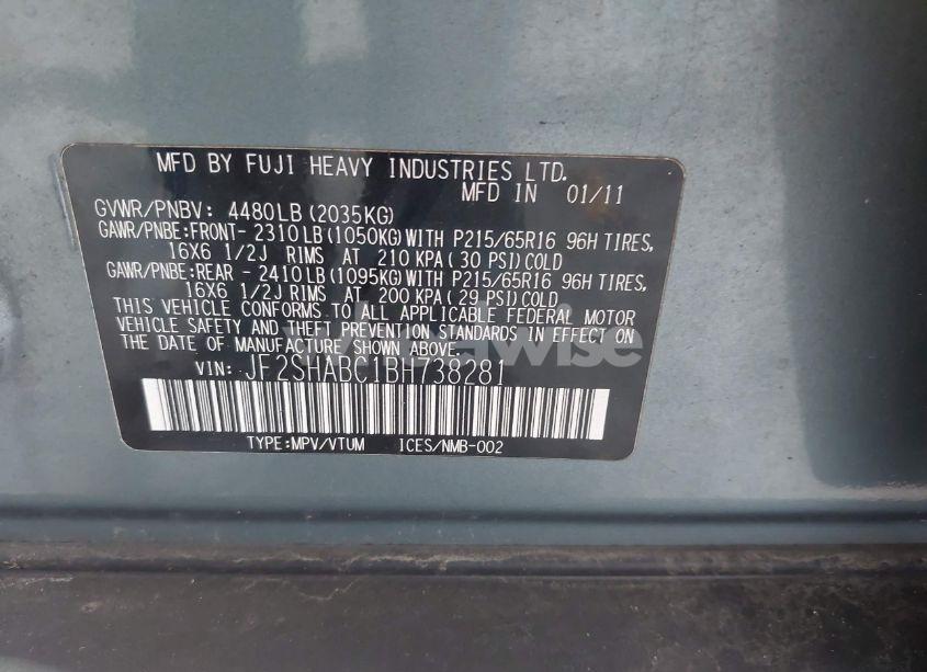 Photo 9 of 2011 Subaru Forester 2.5X (VIN JF2SHABC1BH738281)