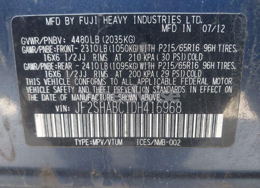 Photo 9 of 2013 Subaru Forester 2.5X (VIN JF2SHABC1DH416968)