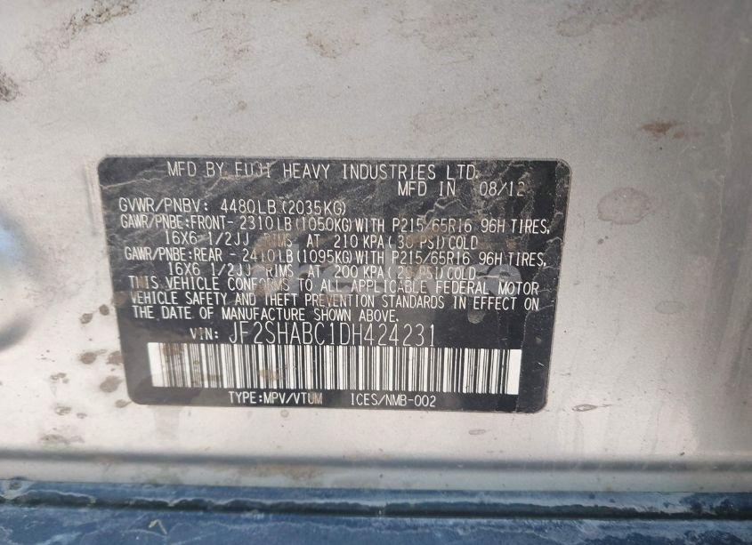 Photo 9 of 2013 Subaru Forester 2.5X (VIN JF2SHABC1DH424231)