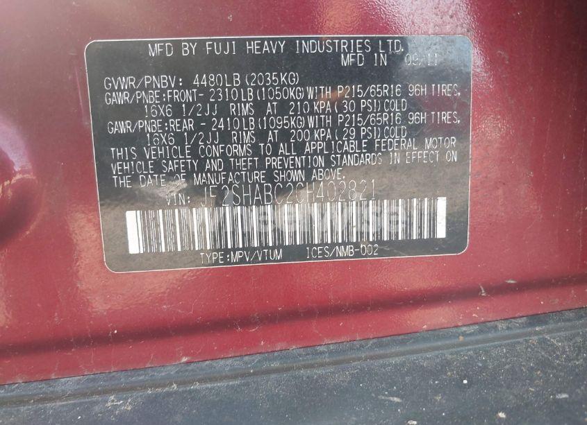 Photo 9 of 2012 Subaru Forester 2.5X (VIN JF2SHABC2CH402821)