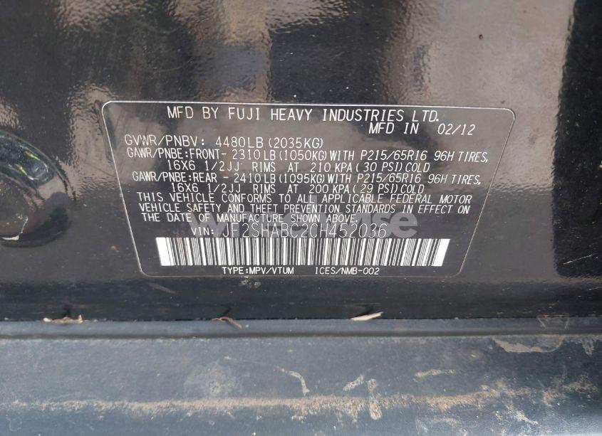 Photo 9 of 2012 Subaru Forester 2.5X (VIN JF2SHABC2CH452036)